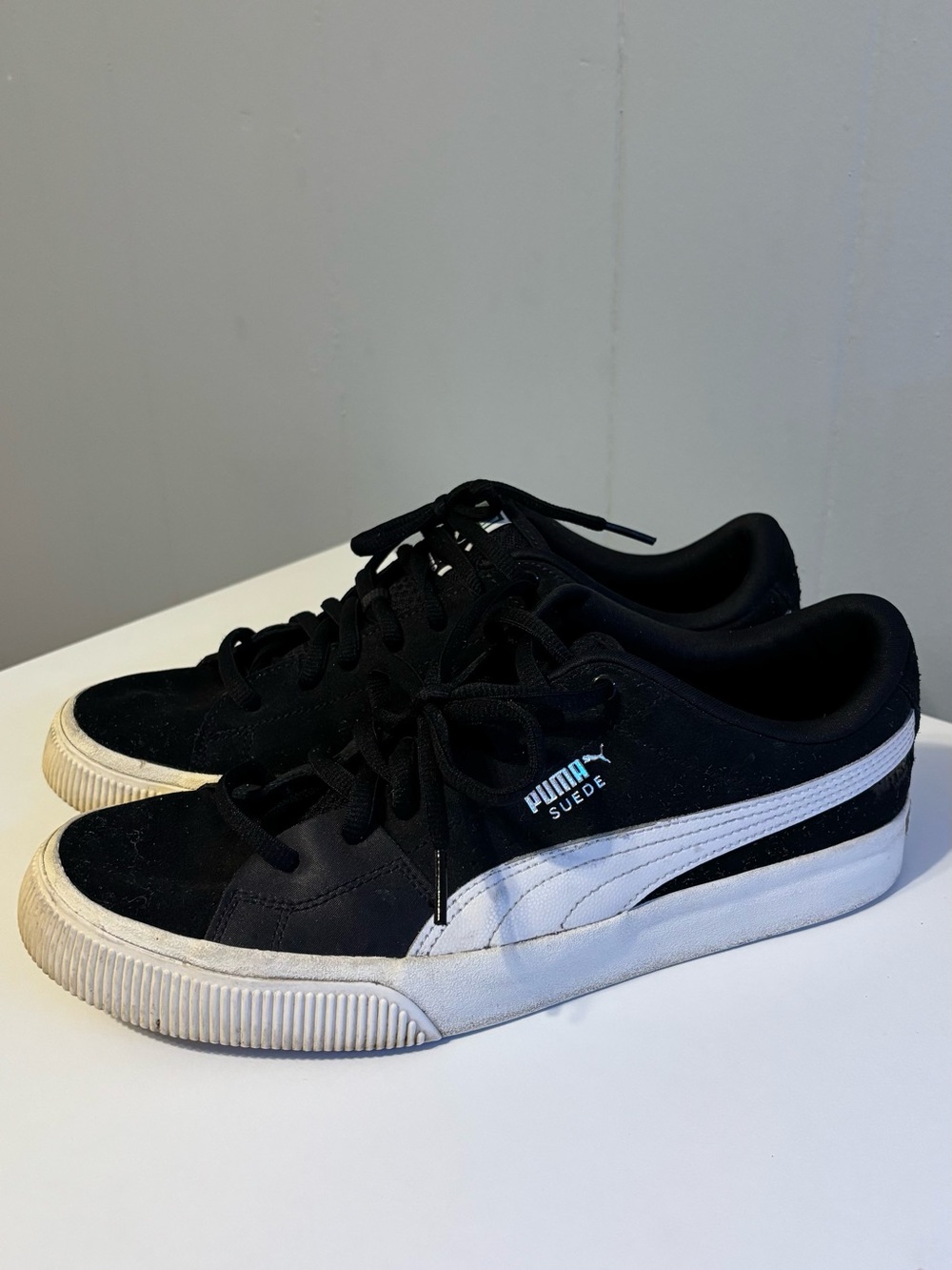 Puma Black Suede Sneakers with White Formstrip